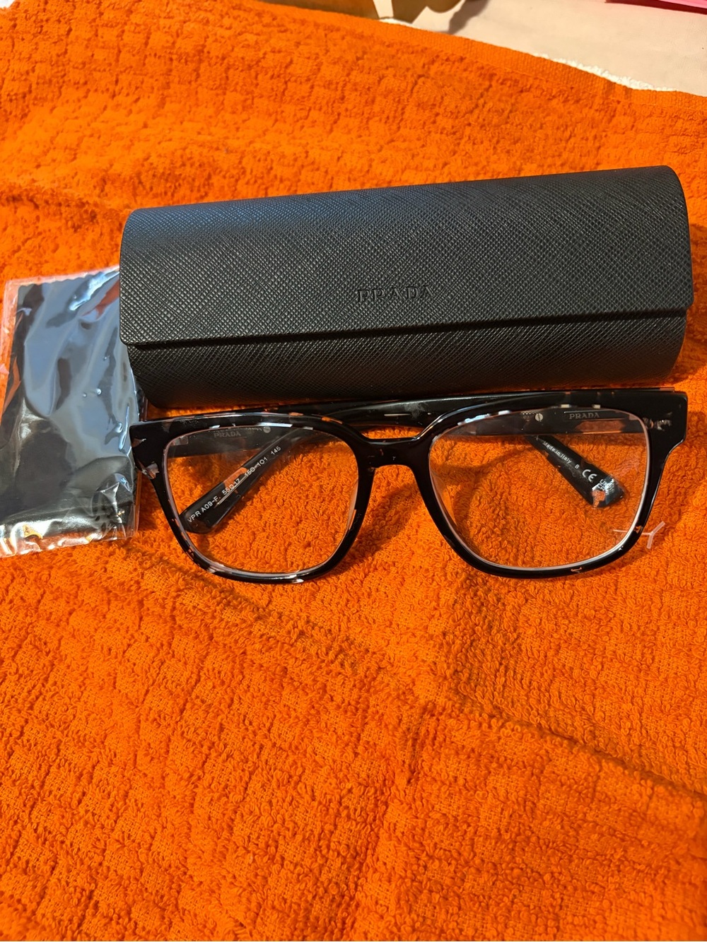 Prada VPR A09 Square Eyeglasses Black Havana Tortoise Frames 52-18 145